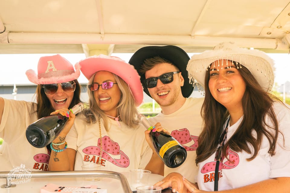 Amsterdam: Dutch Prosecco Party Bike - Prosecco, games, and the guide who keeps it moving (Kazi)