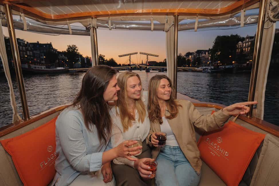 Amsterdam: Open Boat Cruise option Unlimited Drinks & Bite - The route: museum quarter to the Skinny Bridge