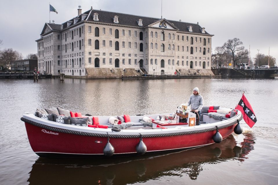 Amsterdam: Private Cruise with Drinks & Pizza or Burger - The luxury open boat setup (and how the cover helps)